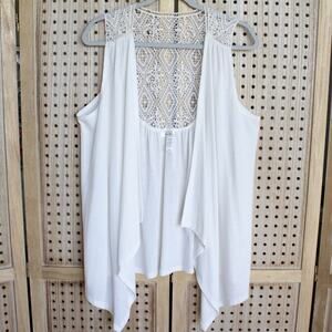 Casual Land Womens SIZE 3XL Ivory White Sleeveless Cardigan Vest Open Front